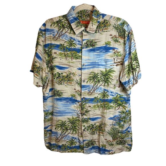 Tori‎ Richard Medium Short Sleeve Button Down Shirt Aloha Hawaiian Beach Travel - Picture 1 of 16